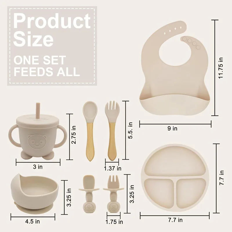 Set de Alimentación Personalizado para Bebé | Silicona | Plato, Bol y Vaso | Regalo 🍼