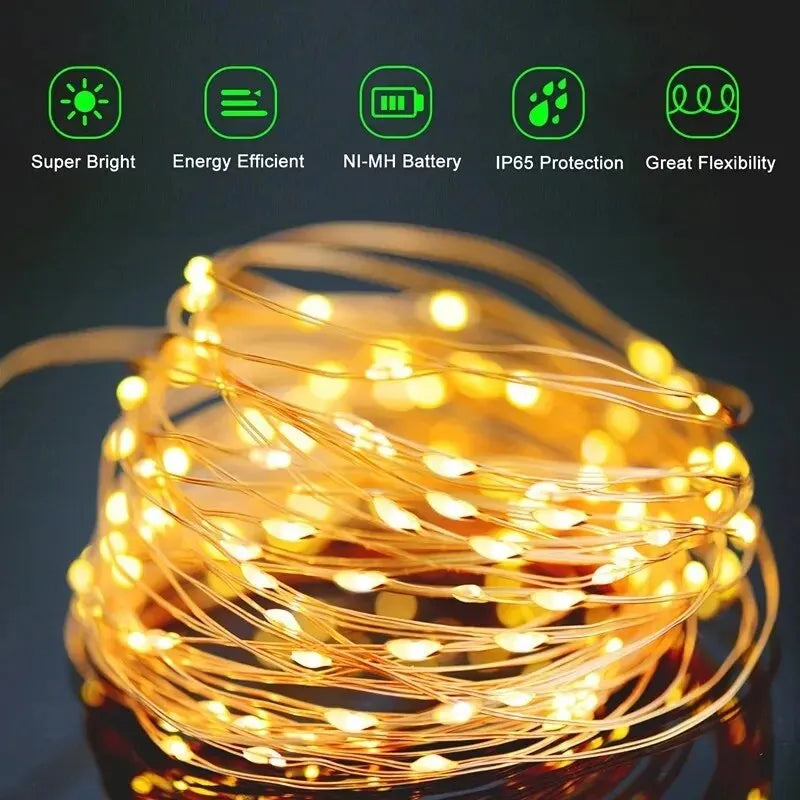 100 LED Solar Fairy String Lights Waterproof | Christmas Party Garden Wedding Outdoor