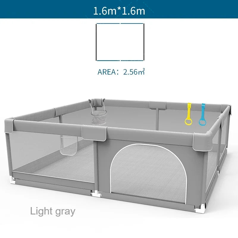 Corralito IMBABY para Bebés | Gris | Valla de Seguridad con Aro y Caja de Pelotas