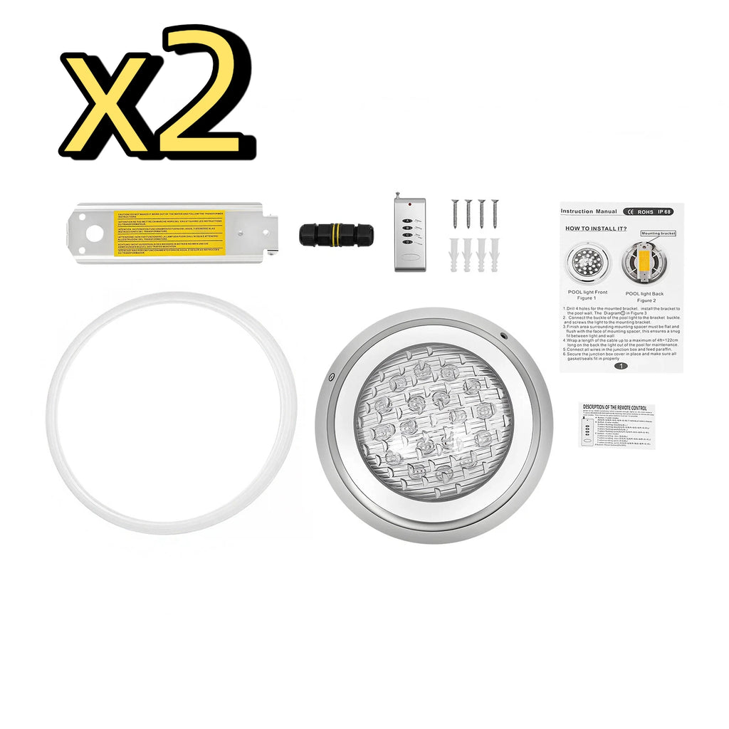 Remote Control 320ft² Underwater Swimming Pool Spa Light LED RGB 7 Colors & 12 Modes, 54W, 12V, 6ft Wire, IP68 Sealing Ring
