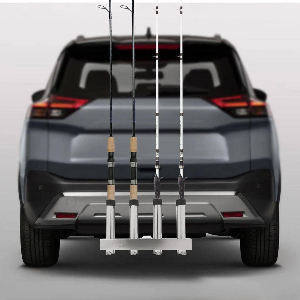 4 Tubes Fishing Rod Holder Bracket Stainless Steel Pole for Cars, Hitch Mount Rod Holder, Truck Adjustment Fishing Rod Rack