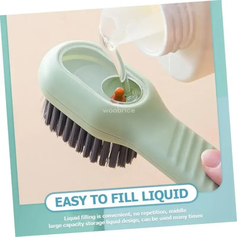 Household Shoe Cleaning Brush With Soap Dispenser Soft Hard Bristle Kitchen Scrubber Multitool For Carpet Bathroom Sneakers
