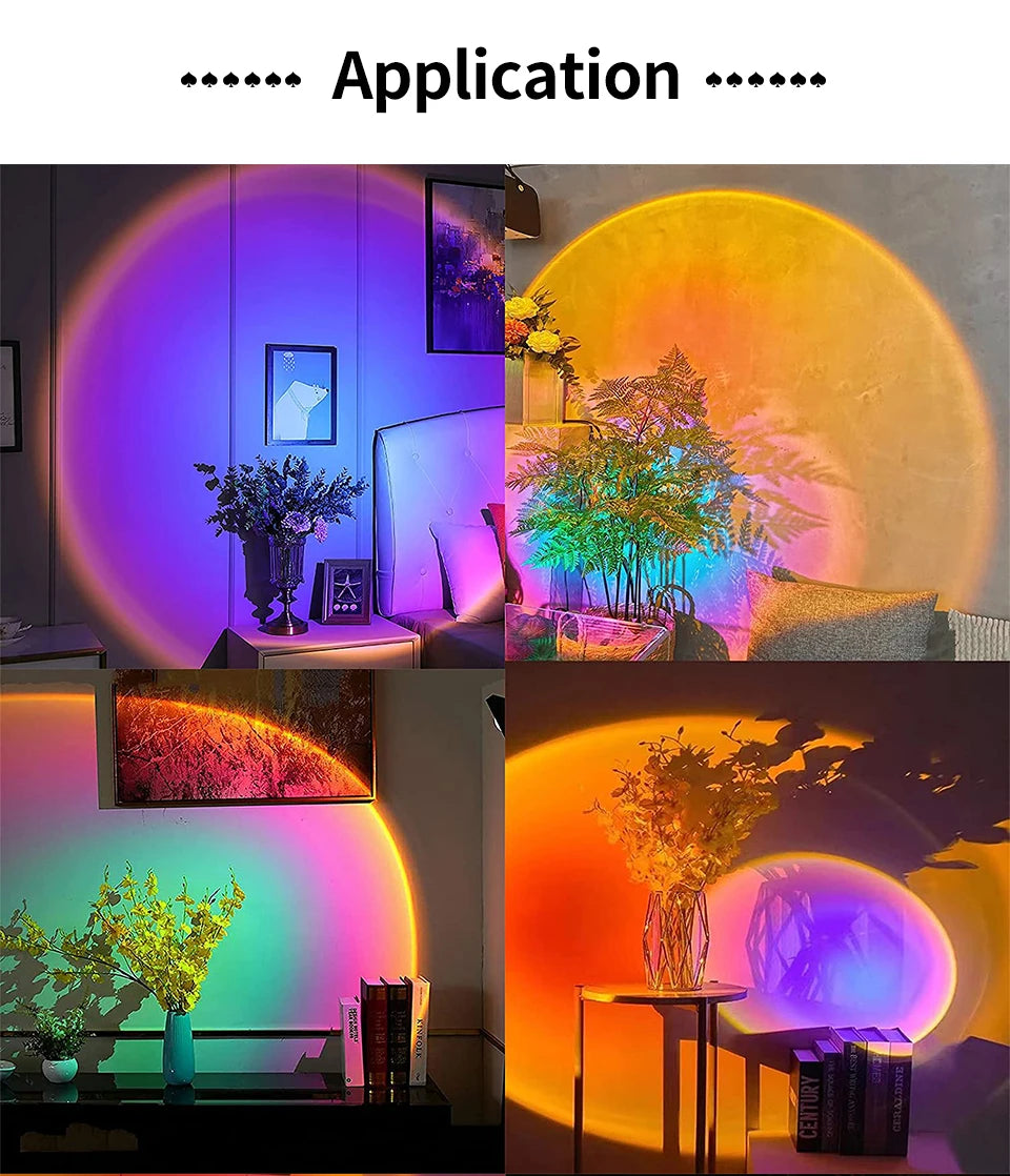 Tuya Smart Sunset Lamp USB Projector LED Night light with Remote Bluetooth App Control Atmosphere Mood Light for Photography