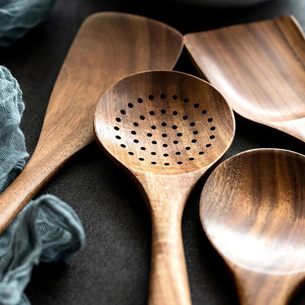 Wood Kitchenware Cooking Set Household Spatula Spoon Set Salad Spoon Fork Stirring Spoon Kitchen Baking Set