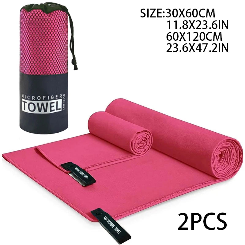 2-pcs Microfibre set sports towel fitness swimming towel body bath towel canbeused for yoga running camping beach WashclothTowel