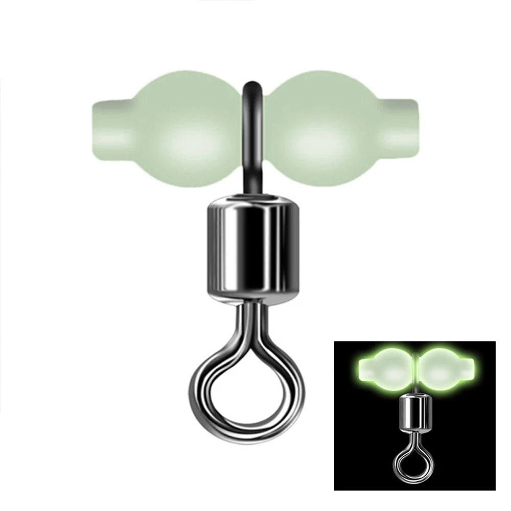 20pcs Luminous Cross Line Rolling Fishing Swivel 3 Way Fishing Line Connector Swivel