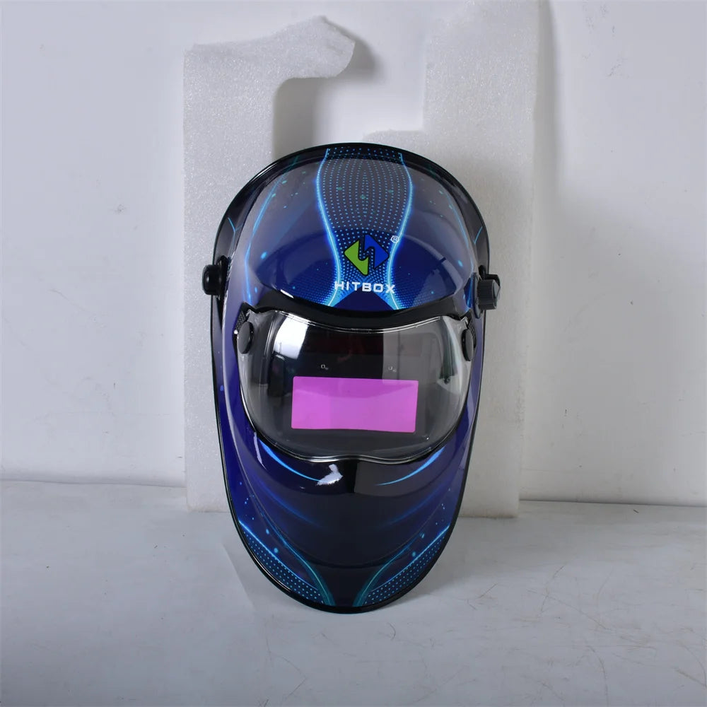 HITBOX Welding Helmet Auto Darkening - Large Viewing Screen True Color Hood Solar Lithium DIN4/5-9/9-13 1/1/1/2