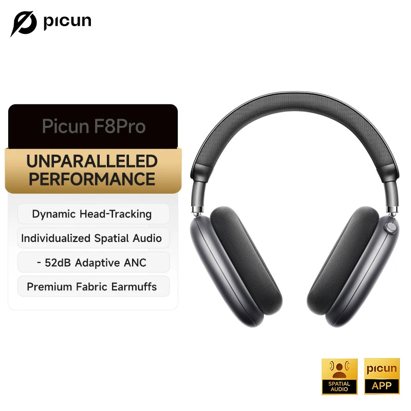 Auriculares Picun F8 Pro ANC -52dB | Audio 3D Espacial | Head Tracking | Bluetooth 5.4 | 80h Batería - Firu Total Sales