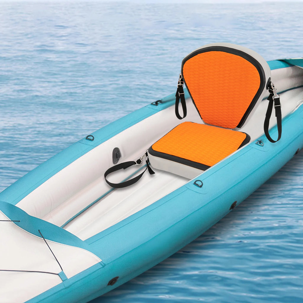 Kayak Seat, Inflatable Portable Thicken Cushion Padded with Back Support Adjustable Strap for Canoeing Drifting Rafting Fishing