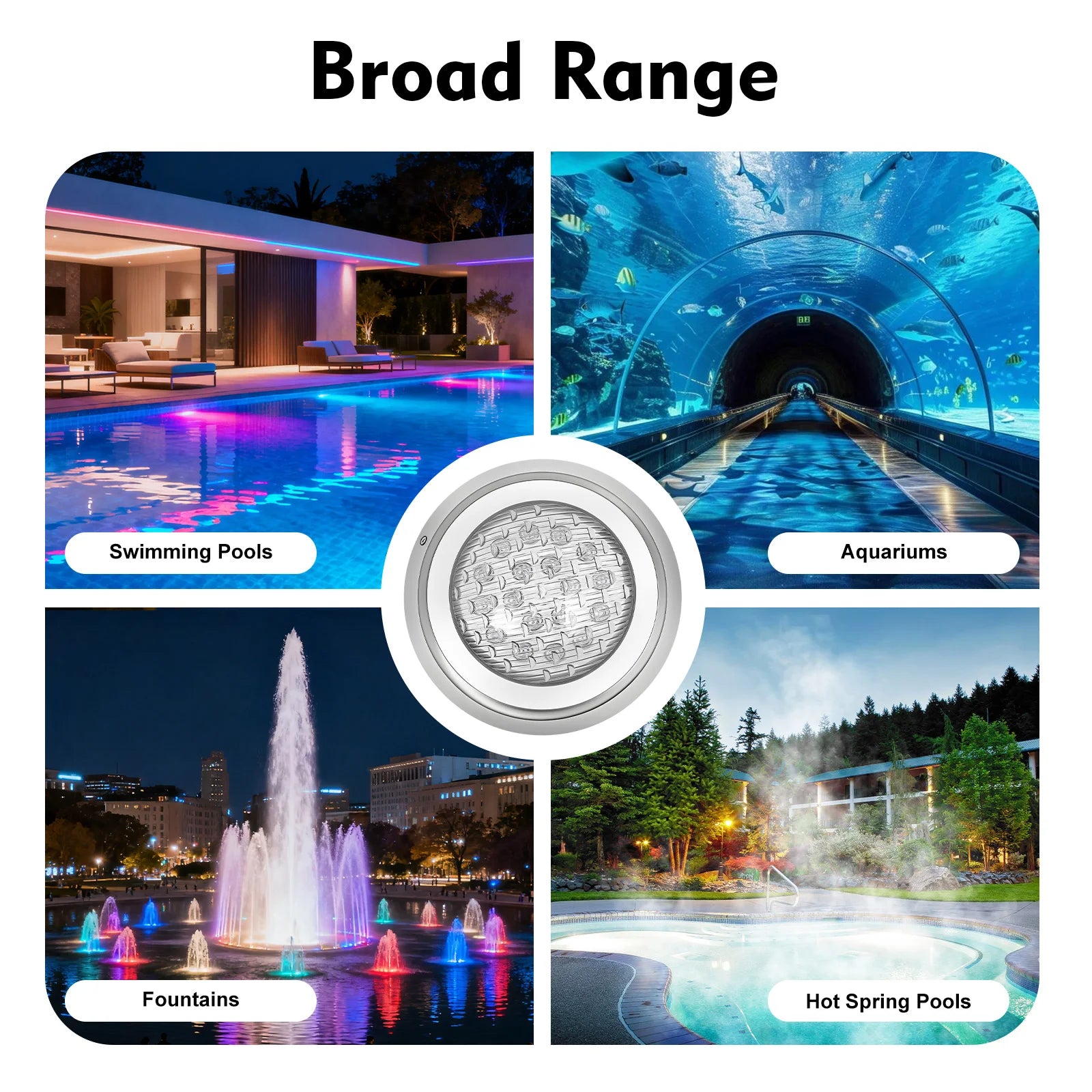 Remote Control 320ft² Underwater Swimming Pool Spa Light LED RGB 7 Colors & 12 Modes, 54W, 12V, 6ft Wire, IP68 Sealing Ring