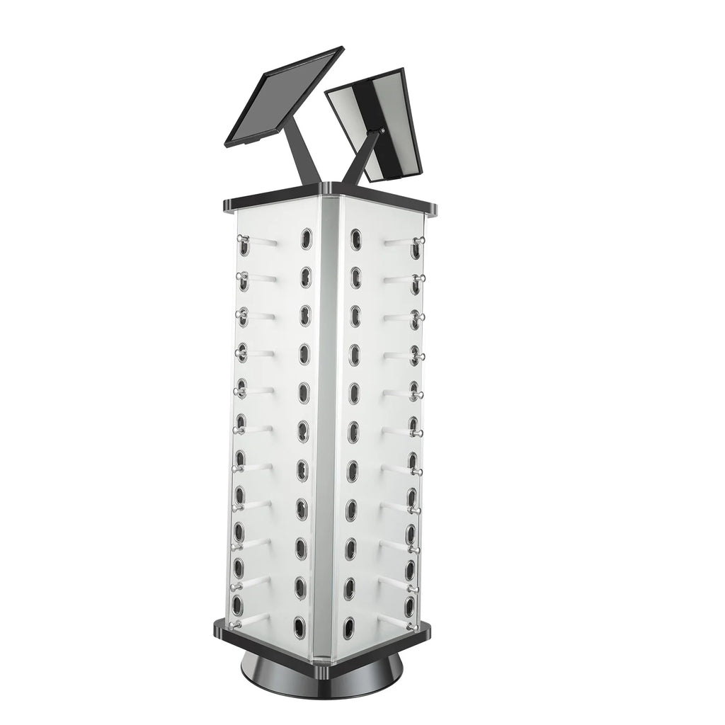44 Pairs Rotating Eyeglasses Display Stand with 2 Mirrors 86cm Large Capacity Freestanding Sunglass Holder for Shops
