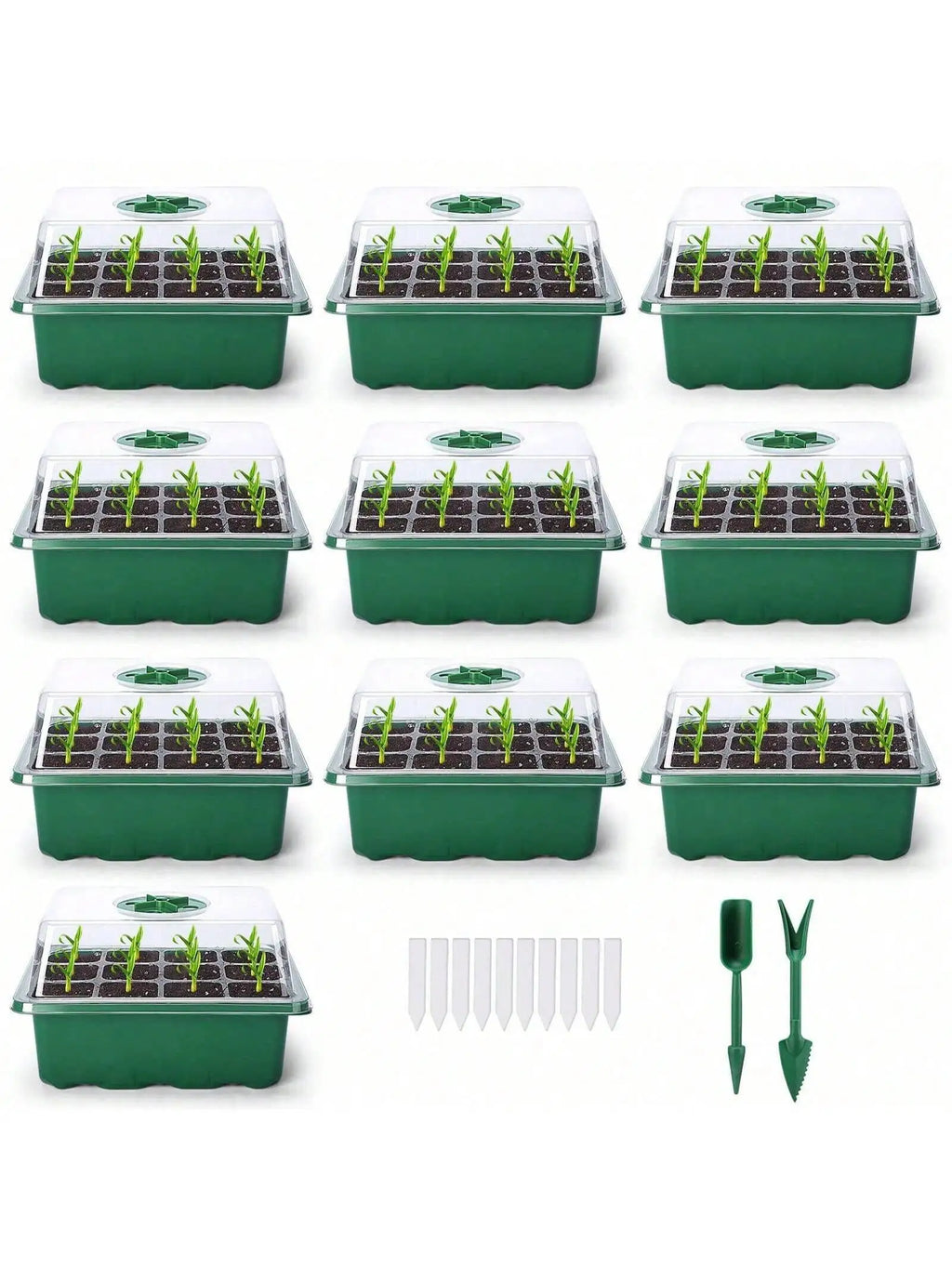 Seed Starter Kits Seedling Starter Trays (12 Cells per Tray) Humidity Adjustable Plant Germination Kits Garden Seed Starting Tra