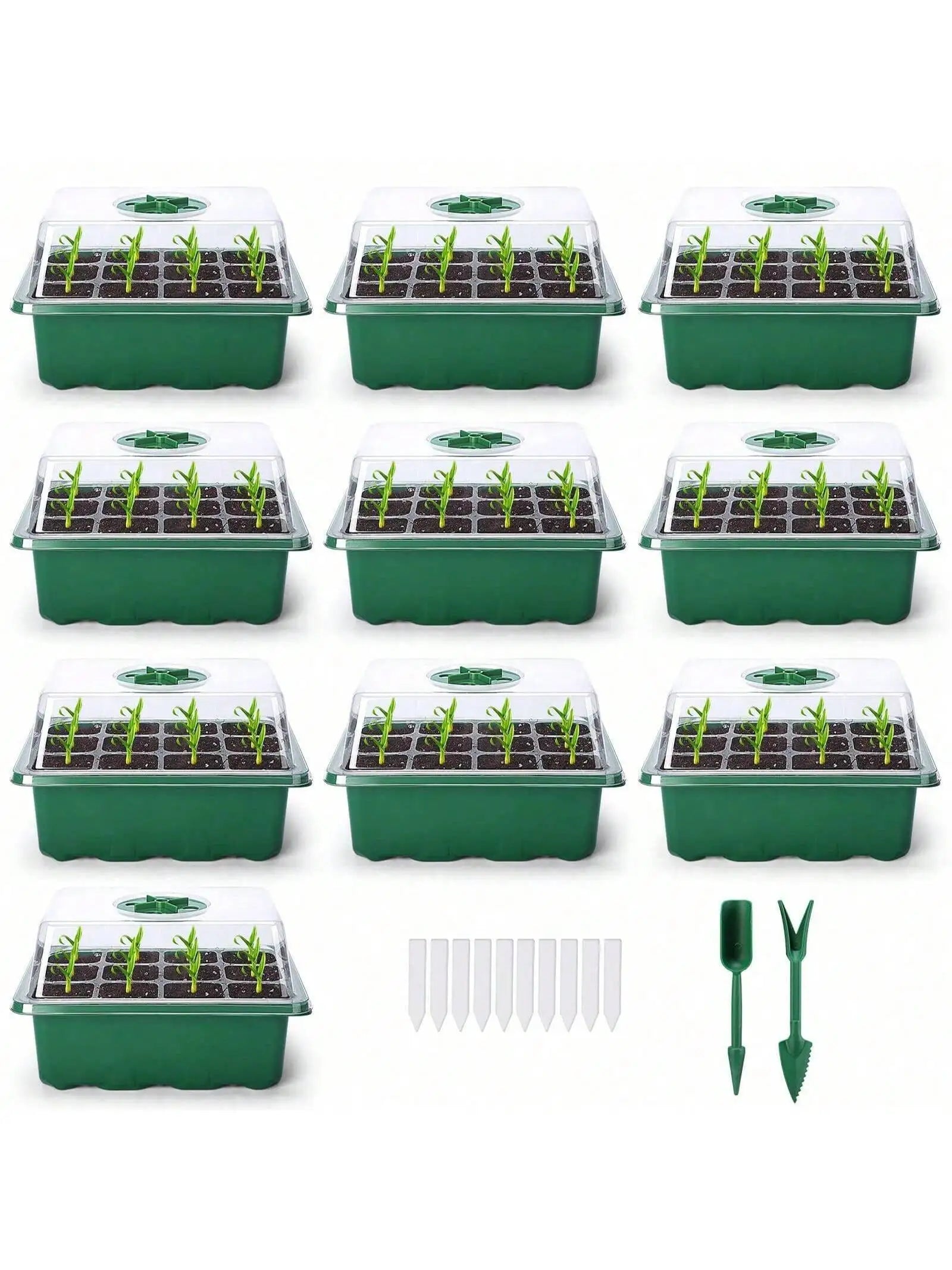 Seed Starter Kits Seedling Starter Trays (12 Cells per Tray) Humidity Adjustable Plant Germination Kits Garden Seed Starting Tra