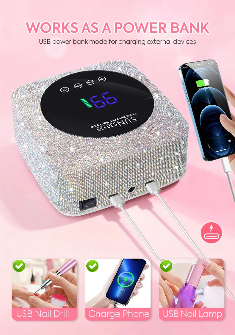 Lámpara UV/LED Recargable 180W DianaBeauty | 57 LEDs | Sensor de Movimiento | Salón - Firu Total Sales