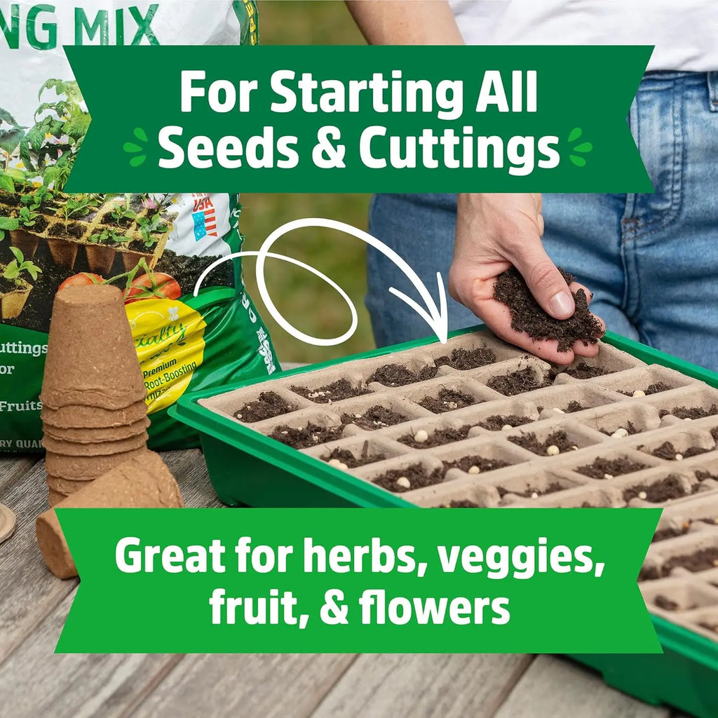 Biodegradable Seed Starter Trays, 50-Cell Peat-Free Organic Gardening Kit for Herbs Vegetables
