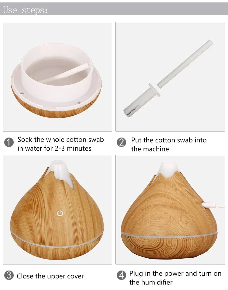 Difusor Aromaterapia 350ml Veta de Madera | Control Remoto | LED 7 Colores 🌿