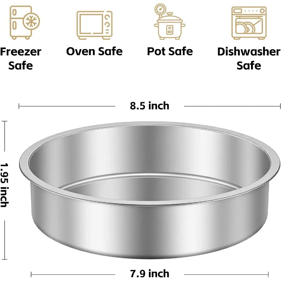 Set 4 Moldes Redondos de Acero Inoxidable 8" para Pasteles | Apilables | Lavavajillas 🎂