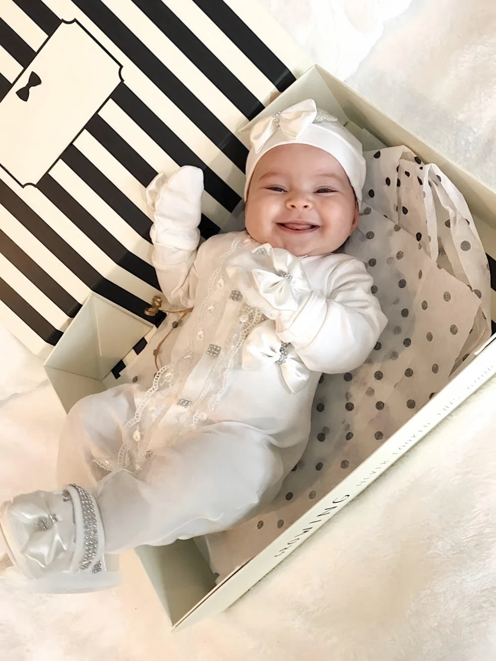 5pcs Newborn Baby Embroidery Lace Romper Outfit Clothing Cotton Infant Wrapped Baby Products Pants Mittens Receiving Blanket