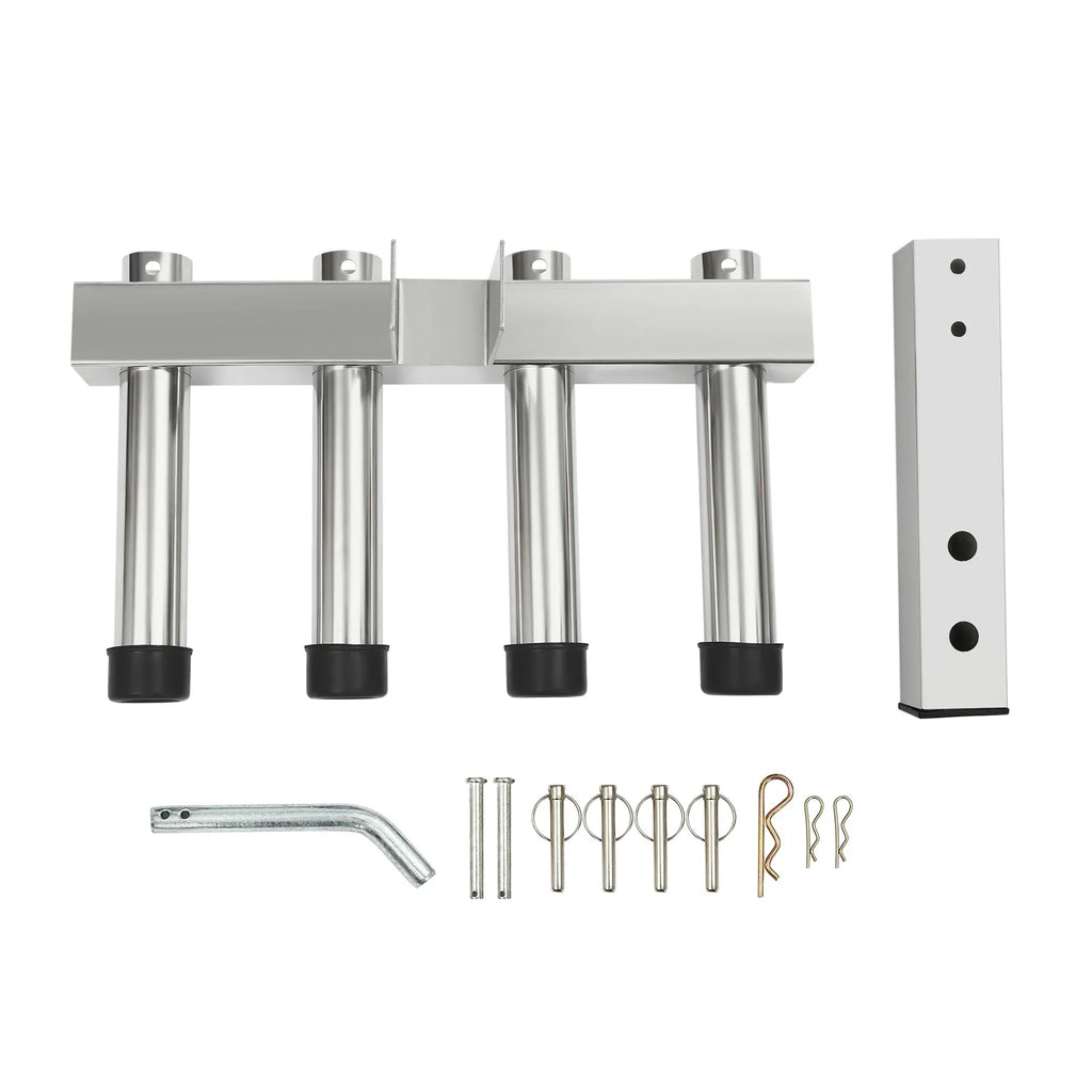 4 Tubes Fishing Rod Holder Bracket Stainless Steel Pole for Cars, Hitch Mount Rod Holder, Truck Adjustment Fishing Rod Rack