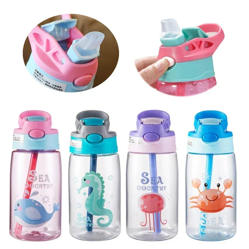Vaso Sippy Cartoon para Niños con Pitillo | Antiderrame | Portátil Exterior 🍼