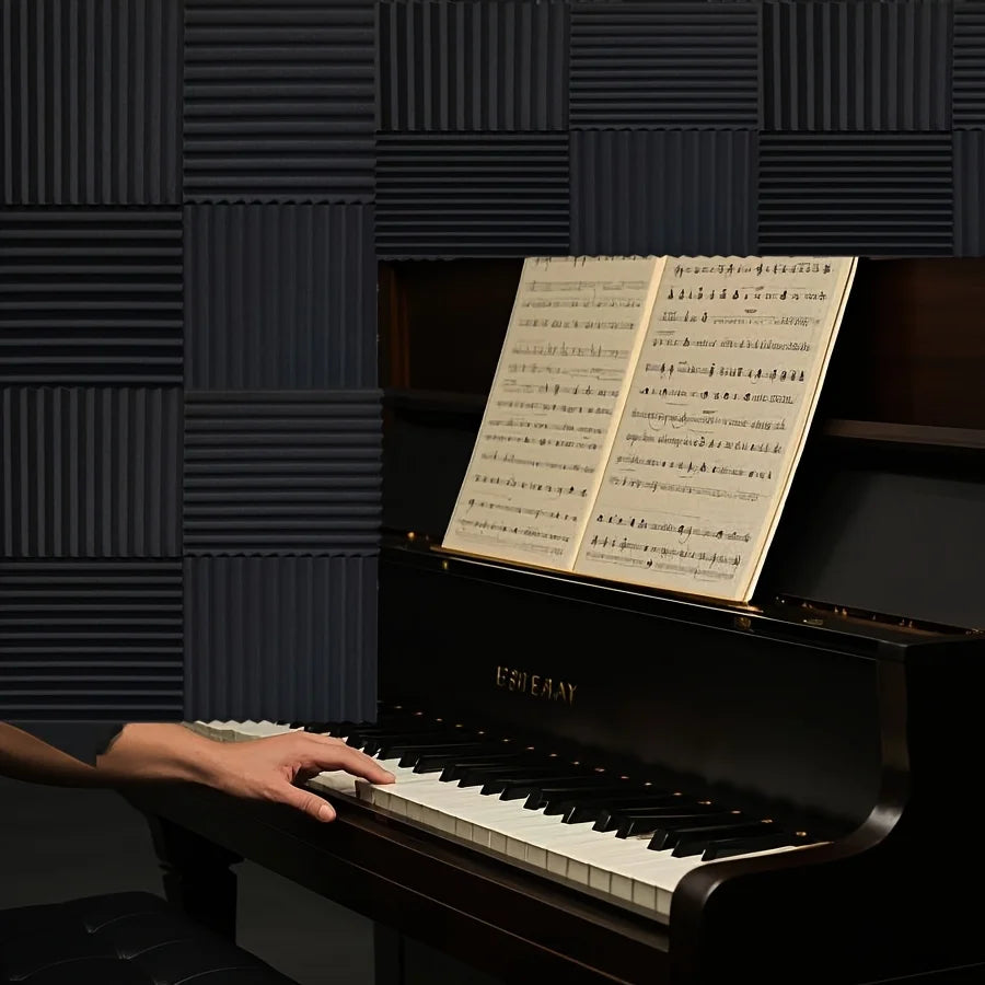 96 Pieces Black And Blue Absorption Sound Foam Boards 12x12x1 Inches for Recording Studios And Esports Rooms Noise Reduction