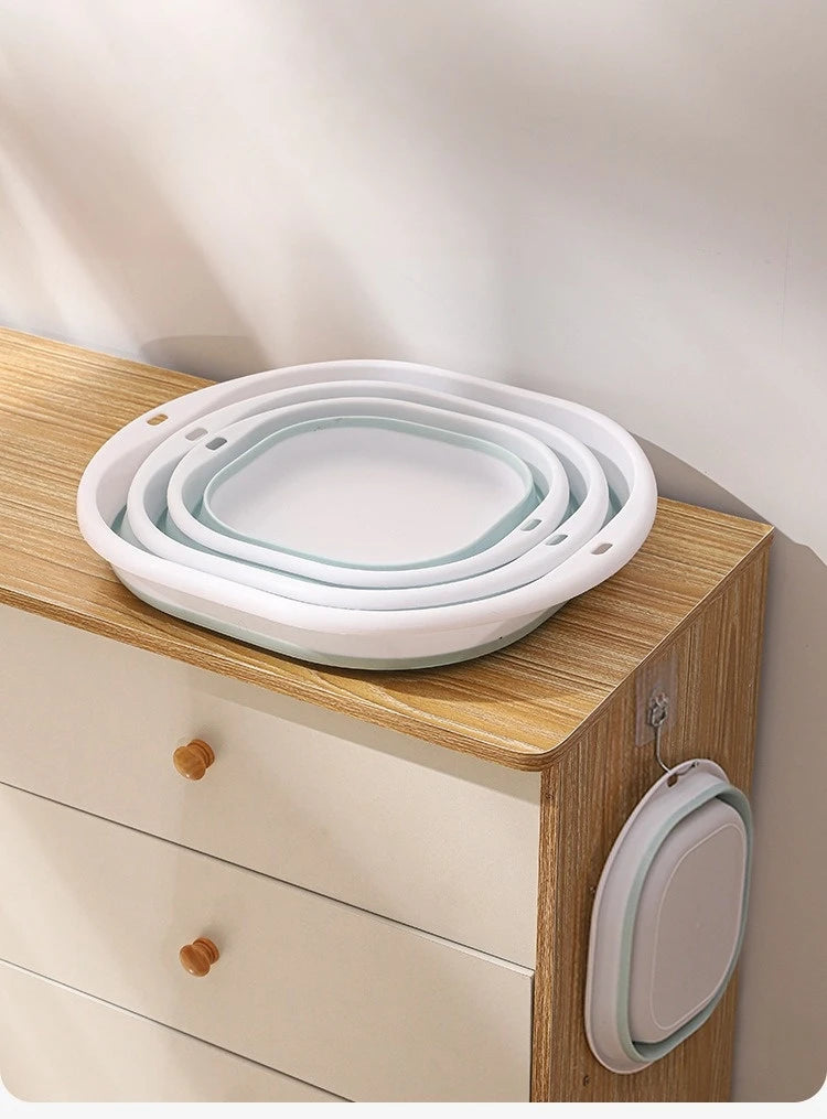 Folding Washbasin Silicone Portable Basin Foldable Bucket Camping Sink Bath Goods Dorm Room Essential Collapsible Laundry Bowl