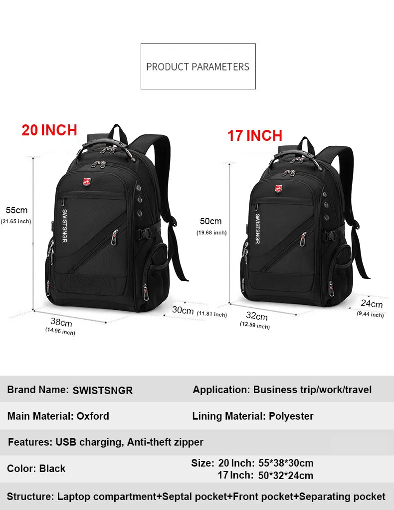 2026 Waterproof 17/20 Inch Laptop Backpack Men Airplane Travel Backpack Women Oxford Rucksack Male School Bag modern Mochila