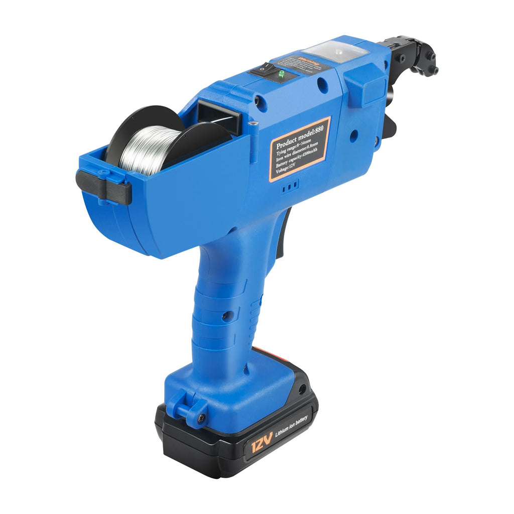 8mm-34mm Automatic Rebar Tier Binding Machine 12V 4500mAh Electric Handheld Rebar Tying Machine Wire Pliers Tool Kit w/Batteries