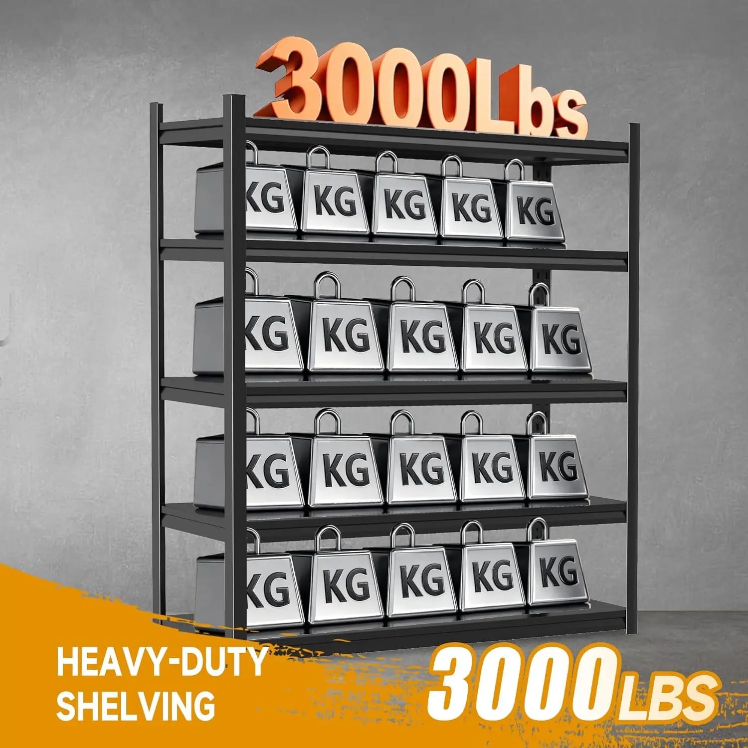 72''H × 40''W Garage Shelving, Metal Shelving Unit and Storage, 2500lb Standing Shelves,Heavy Duty Shelving with, Customized