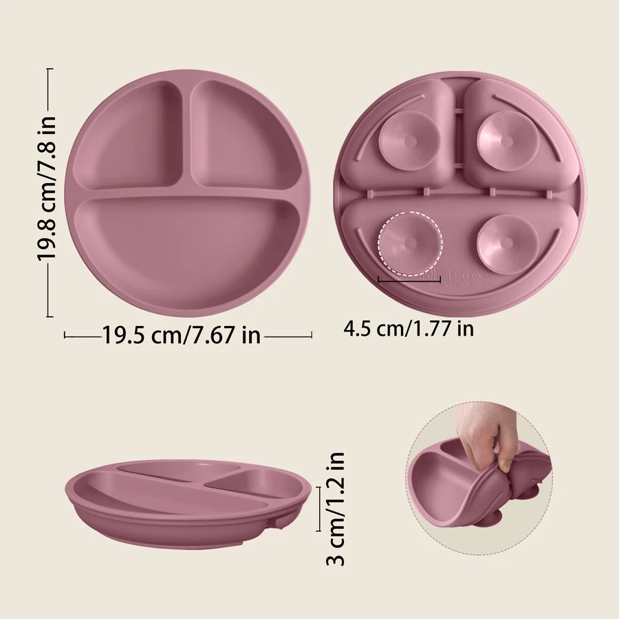Plato de Silicona con Ventosa para Bebé | Sin BPA | Entrenamiento de Comida 🍼 - Firu Total Sales