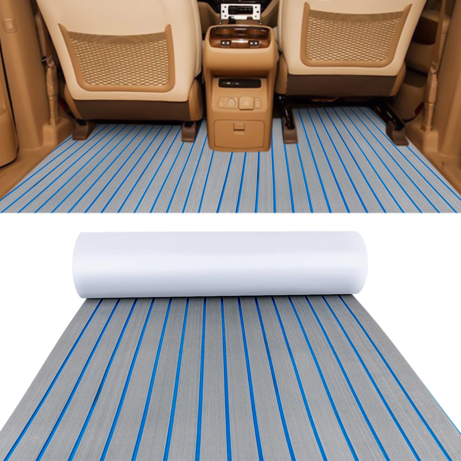 240*60cm/240*90cm EVA Foam Non-Slip Boat Deck Mat 6mm Thick Waterproof Marine Yacht Faux Teak Decking Sheet Flooring Carpet Pad