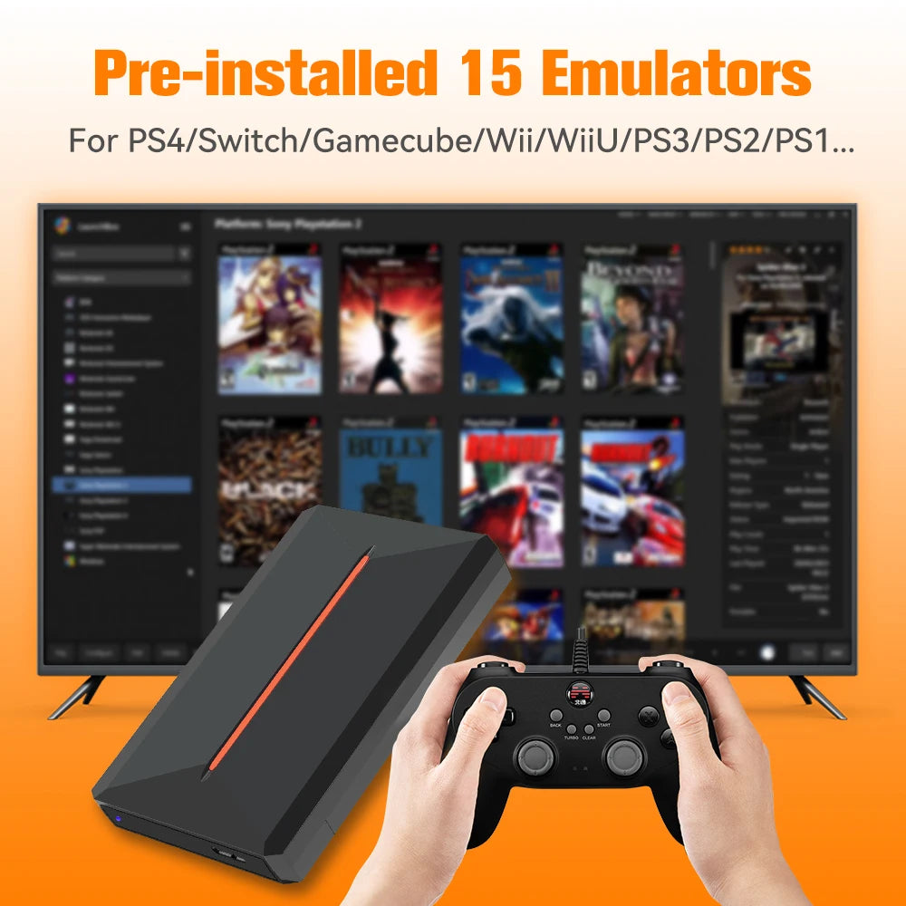 JMachen Disco Duro Gaming 500GB Launchbox | 3,760+ Juegos | 14 Emuladores | PS4/PS3/PS2/Wii/N64 | PC - Firu Total Sales