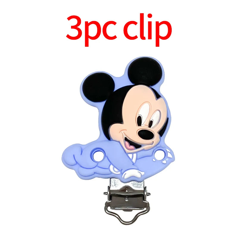 1/3/10pcs Silicone Mickey Teething Beads Food Grade Cartoon Shape Baby Teethers Toys DIY Pacifier Clips Chain Accessories