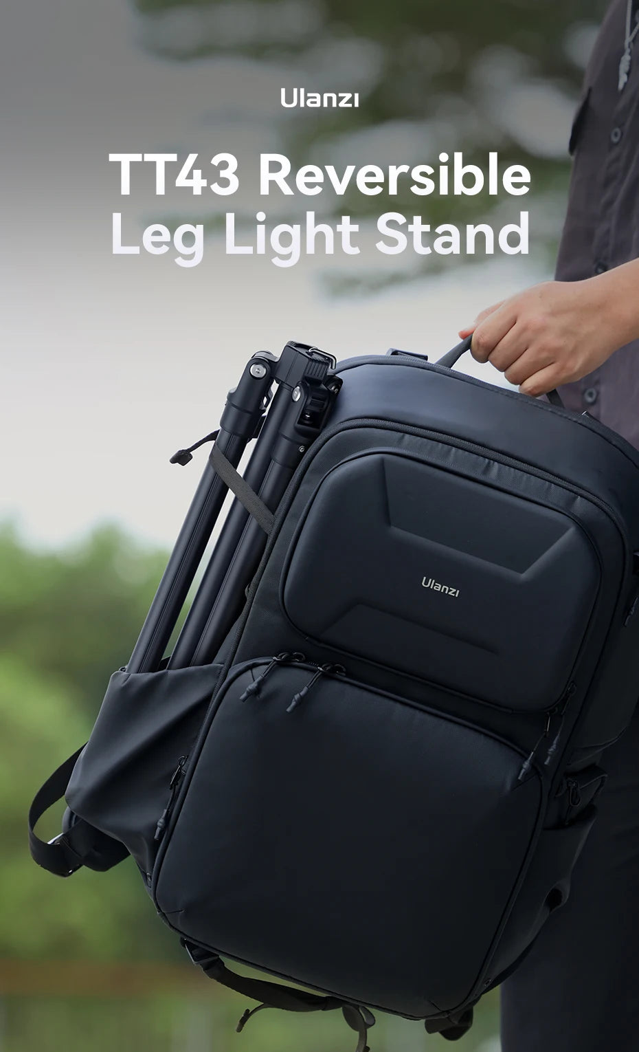Ulanzi TT43 1.9M Aluminum Alloy Light Stand Reversible Leg Light Stand Tripod for LED Light Projector Flash Softbox Max Load 6KG
