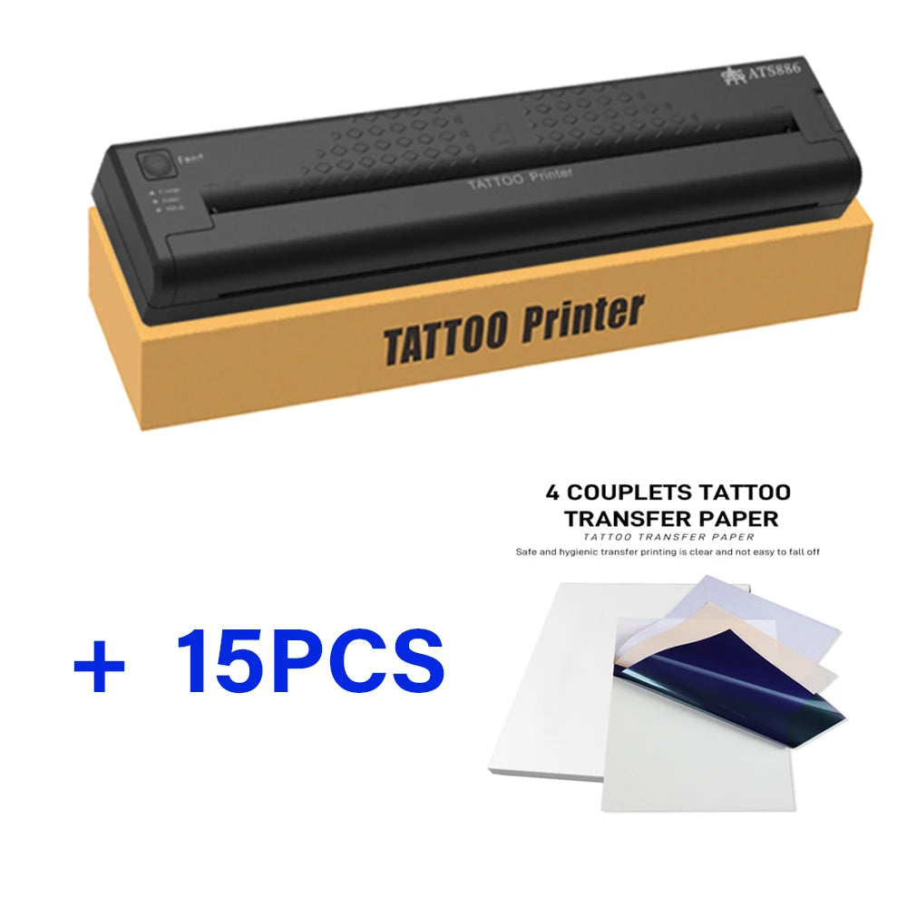 Yilong Ats886 Tattoo Printer Wireless Tattoo Stencil Printer Professional Thermal Transfer Bluetooth Portable Printer Copier