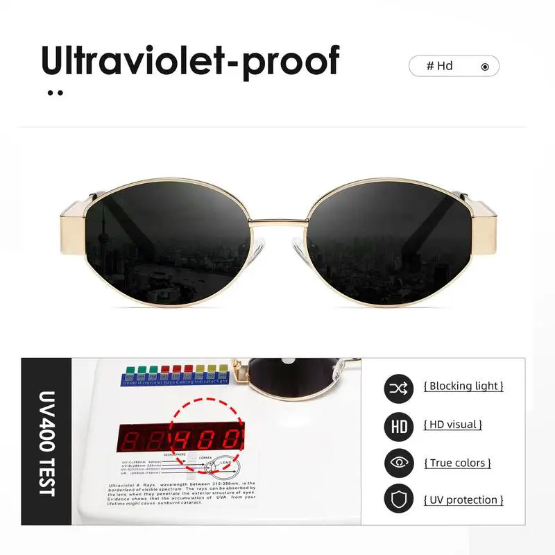 Retro Steampunk Sun Protection Sunglasses Vintage New Women's Metal Oval Sunglasses Ladies Classic UV400 Sunscreen Eyewear