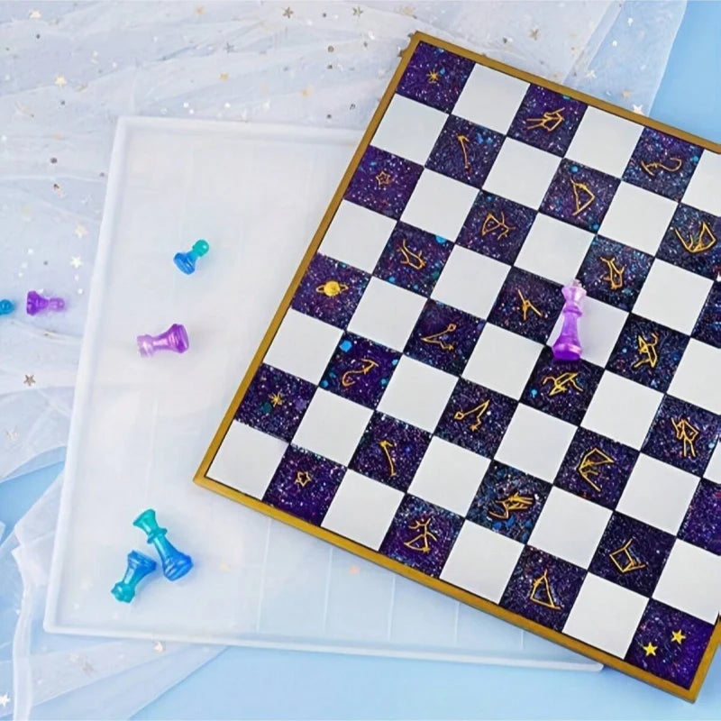 Molde de Silicona 3D para Tablero de Ajedrez en Resina | DIY Joyería y Decoración ♟️