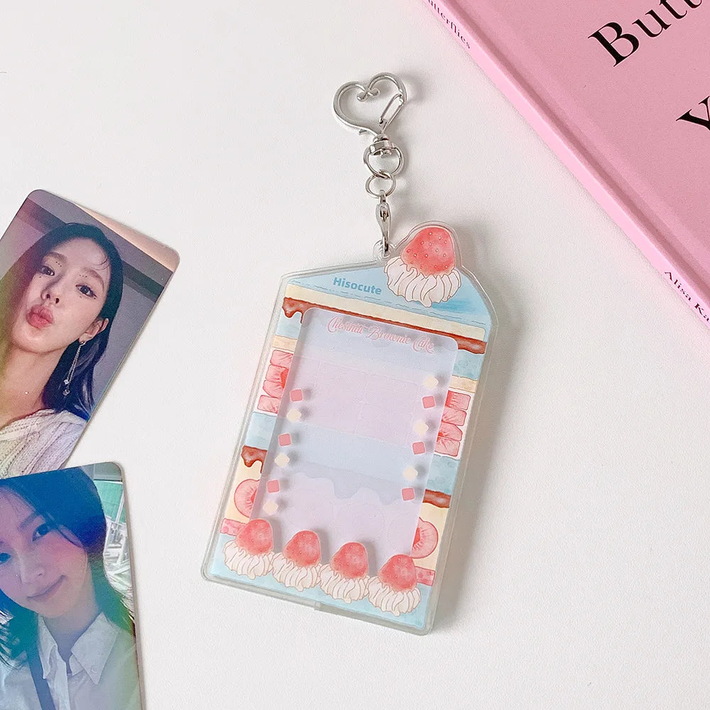 MINKYS Summer Fruit Acrylic 3 inch Kpop Photocard Holder Photo Card Holder Bag Pendant School Stationery