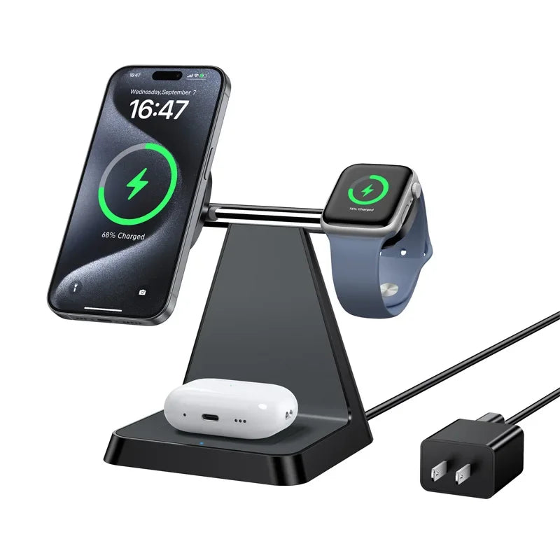 Magnetic Wireless Charger for iPhone -3-in-1 Magnetic Safe Charging Station for Various Apple Devices - Firu Total Sales