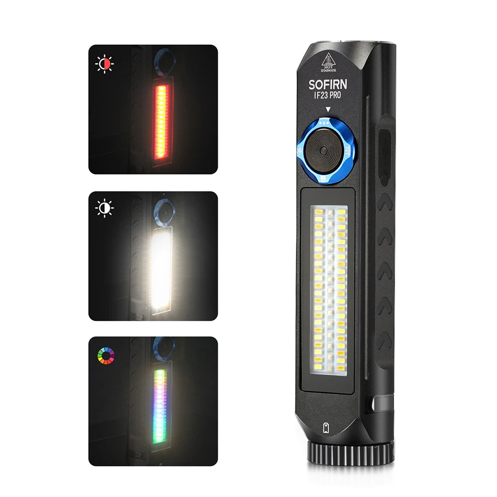 Sofirn IF23 Pro Linterna LED 5000lm | XHP70B | Luz RGB | 21700 | USB-C Recargable | Magnética | Camping y Pesca
