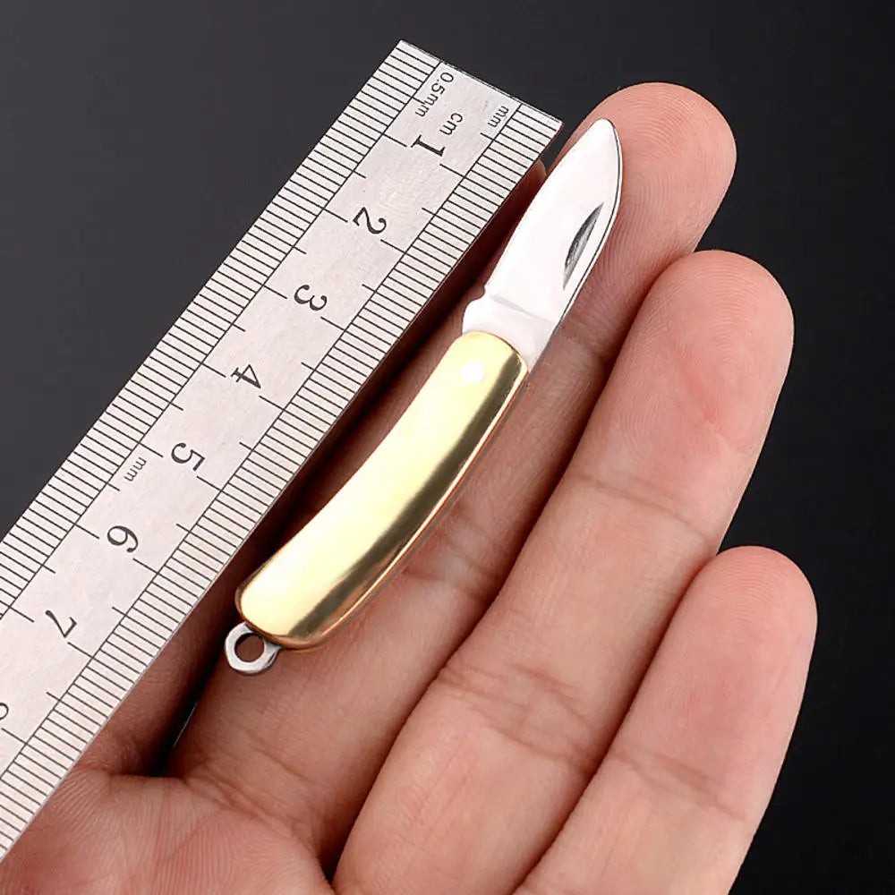 Brass Mini Knife Sharp Pocket Knife Exquisite Folding Knife Portable Keychain Pendant Gifts Accessories