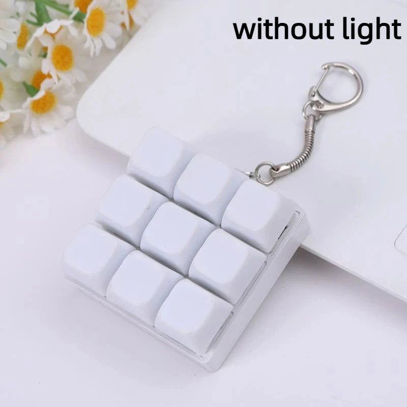 4/9 Keys Mechanical Keyboard Axis Tester LED Keyboard Key Toy Stress Relief DIY Button Keycap Fidget Keychain Toys Gift
