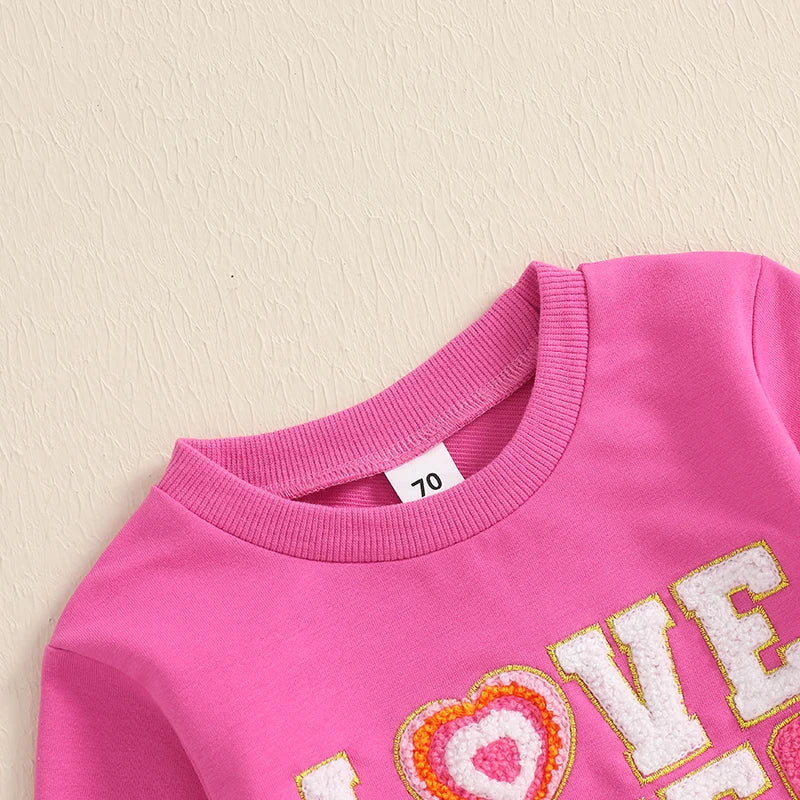 2024Winter Toddler Baby Girls Warm Round Neck Long Sleeve Pullover Sweatshirt Fashion Embroidery Letter Pink Pullover Loose Tops - Firu Total Sales