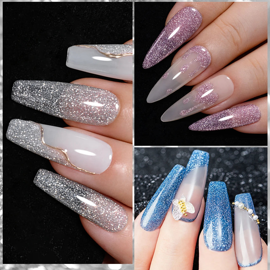 Esmalte Gel Reflectivo Glitter FOUR LILY 7ml | Champagne Oro Plata | UV/LED ✨ - Firu Total Sales