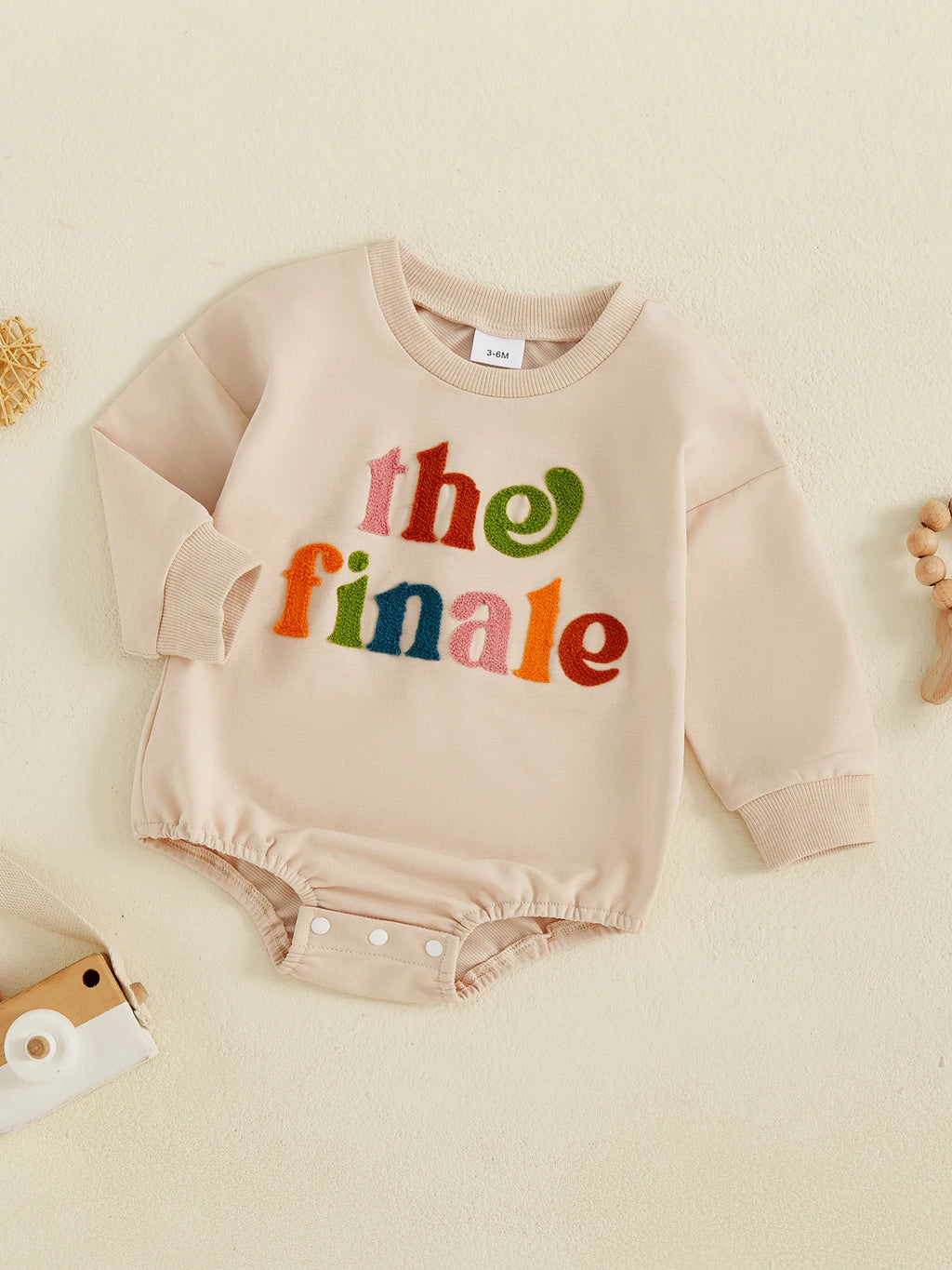 Baby Sweatshirt Romper Colorful Letter Embroidery Long Sleeve Crew Neck Bodysuit Newborn Playsuit - Firu Total Sales