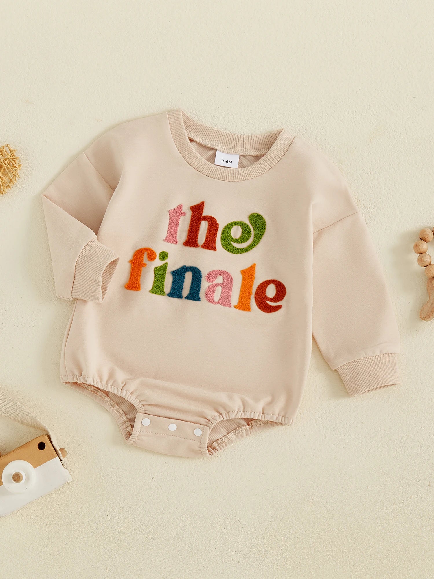 Baby Sweatshirt Romper Colorful Letter Embroidery Long Sleeve Crew Neck Bodysuit Newborn Playsuit - Firu Total Sales