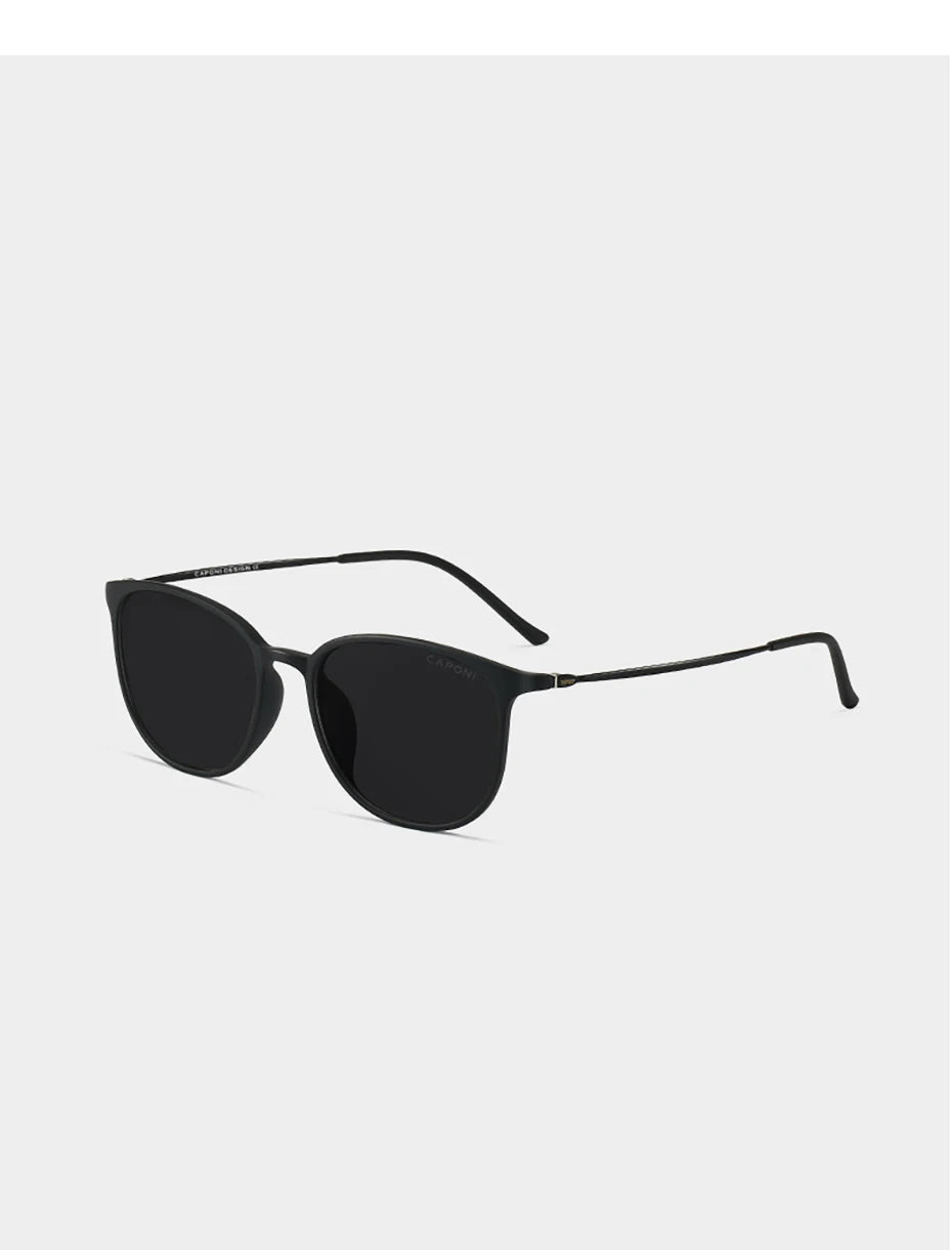CAPONI Oval Men's Sunglasses Photochromic Polarized Sun Glasses For Men Protect UV Ray Super Light Driving Black Glasses BS520