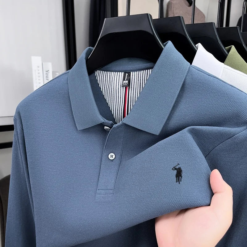 Polo Manga Larga 100% Algodón con Bordado de Pony | Casual Business Hombre 👔