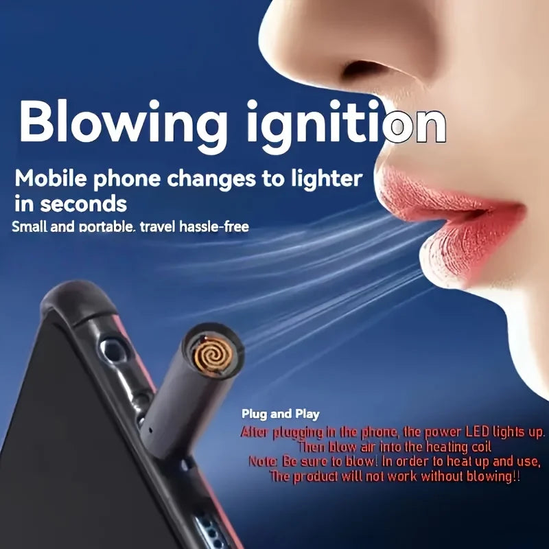 USB C Emergency Lighter, Aluminum Alloy Battery Free Lighter for Camping RV Travel, Phone OTG Powered Auto Off