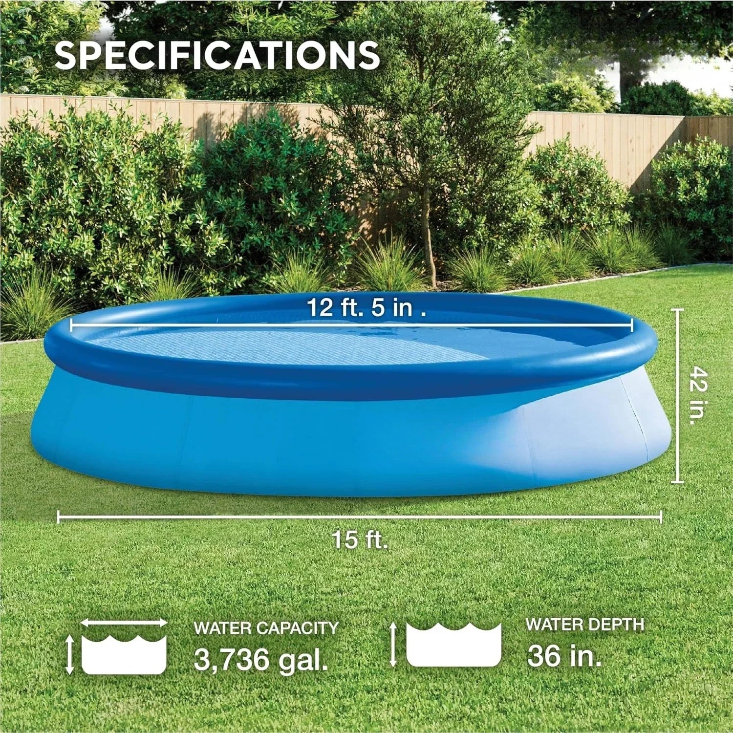 Bestseller26165EH Easy Set Inflatable Swimming Pool Set: 15ft x 42in – Includes 1000 GPH Cartridge Filter Pump – Removable Ladde
